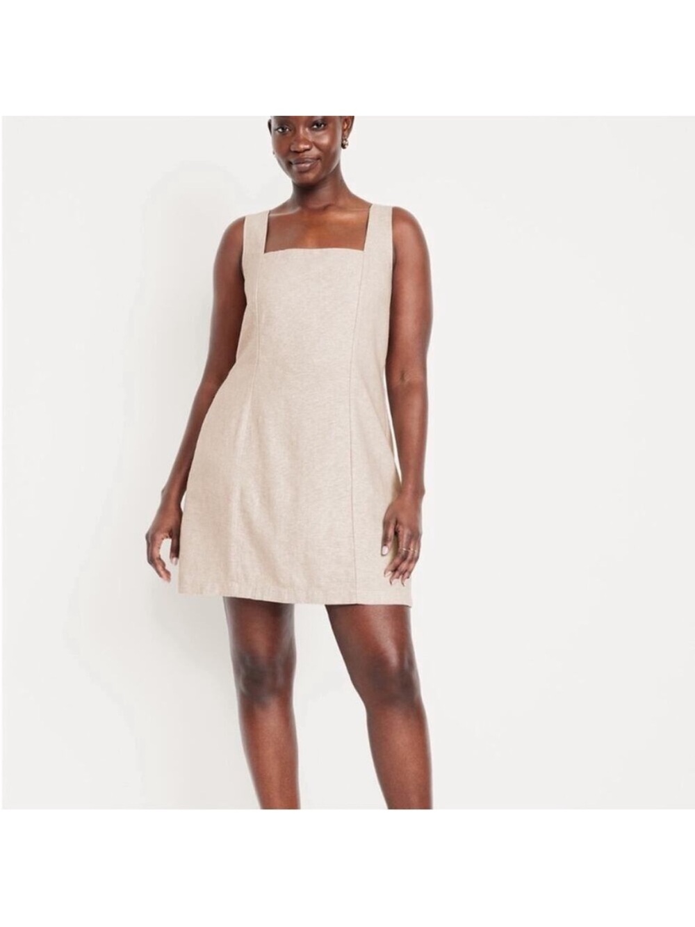 Old Navy Beige Square Neck Linen Mini Dress XXL Tall